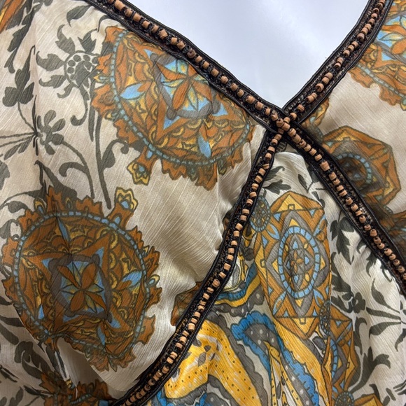 Elegant Y2K Paisley Print Women's Top size 18 Bohemian Fairy Beaded - Picture 3 of 7